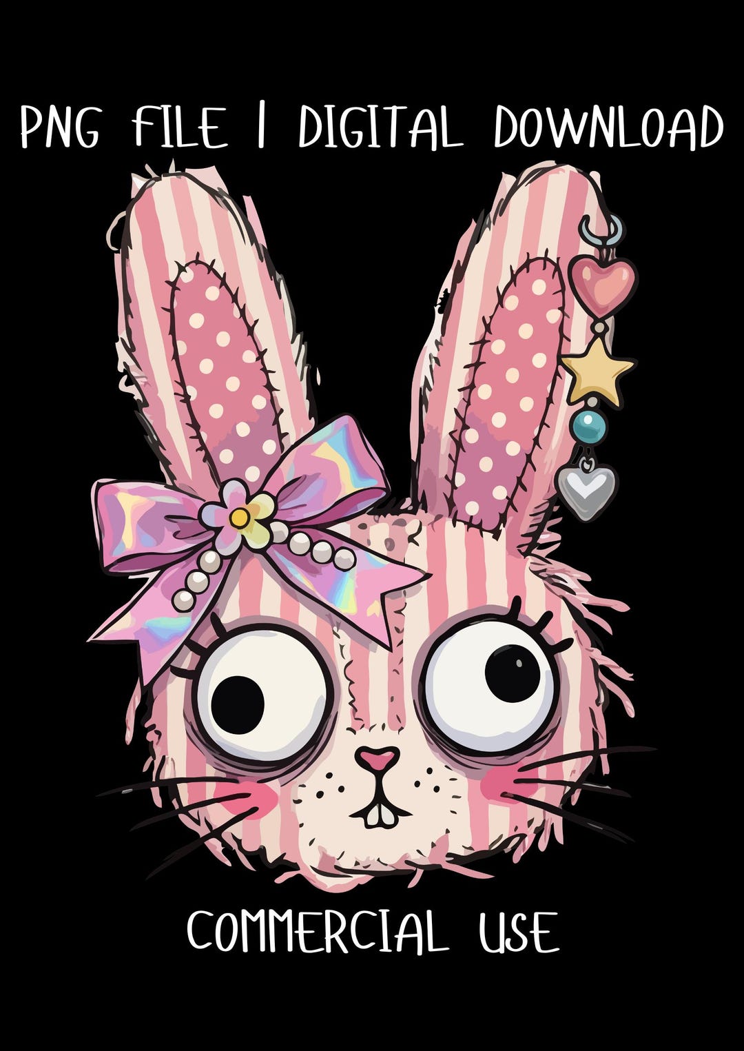 Goth Ribbit Pastel Goth Rabbit PNG, Decora Kei Bunny Clipart, Y2K Aesthetic ...