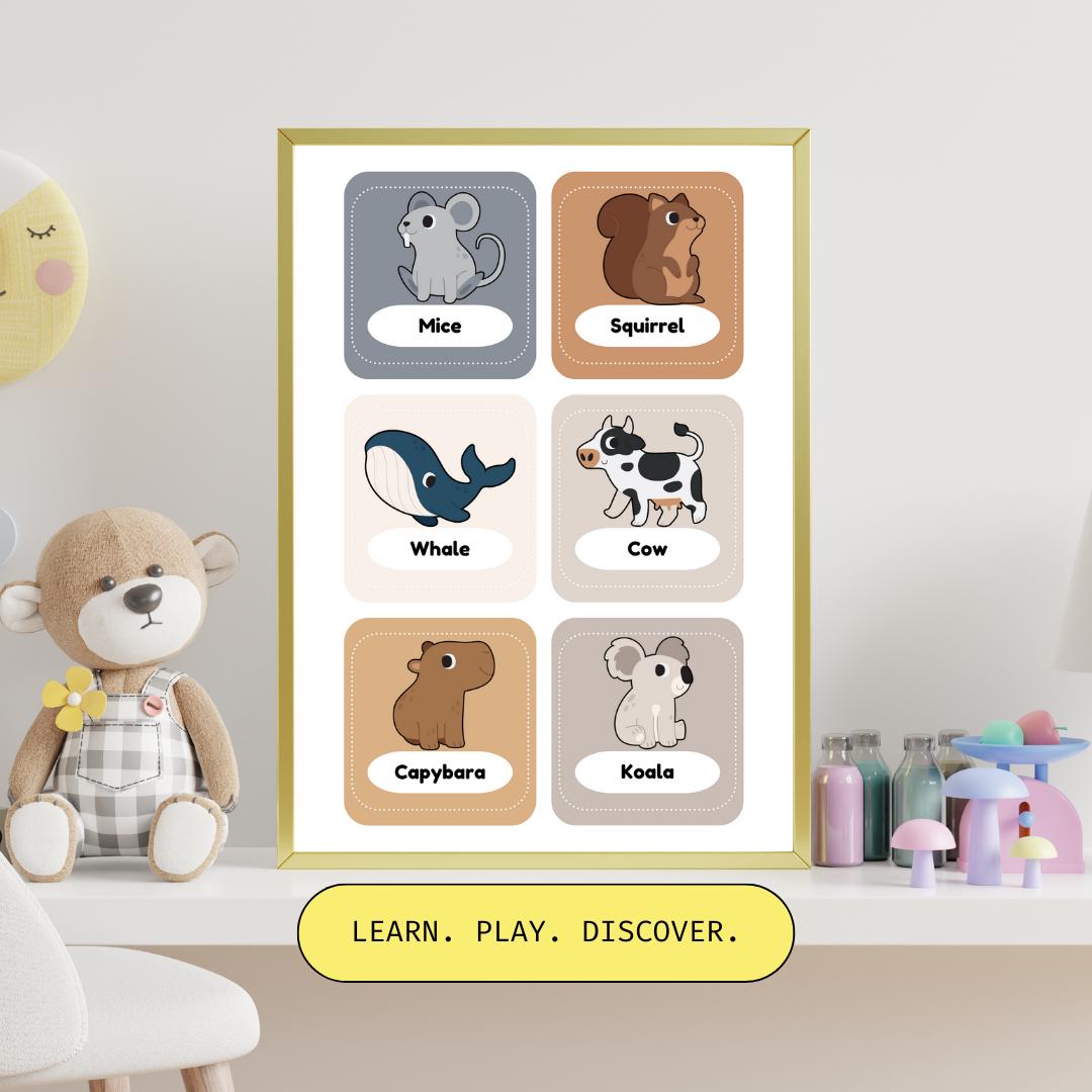 48 Animal Flash Cards Printable PDF for A4 and Letter Size Toddler ...