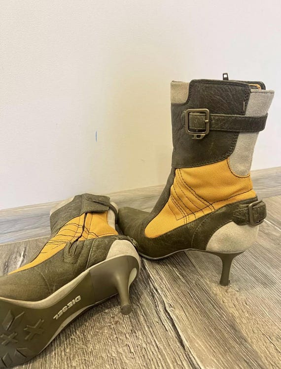 Vintage Y2K Diesel Archive Multicolor Leather Boots US 7.5