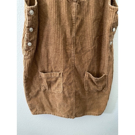 Vintage 90s Sostanza Brown Corduroy Overall Dress… - image 2
