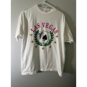 Vintage 90s Las Vegas Cards on Front White Women's T-shirt XL