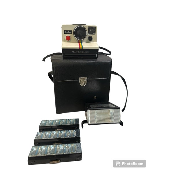 Vintage Polaroid Onestep SX-70 Land Camera with Case,Flash Bars