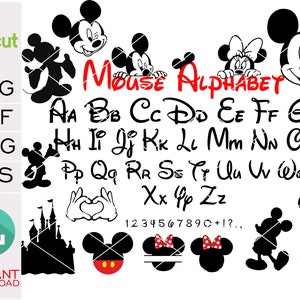 Mickeyy Mouse SVG Bundle, Disneyy Font and clipart Svg , Png, Pdf, Digital file Download