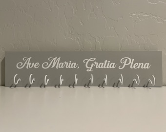 Personalized Rosary Wall Holder/Hanger-Rosary Display-Catholic Gifts-Farmhouse Decor-Catholic Decor-Catholic Sign