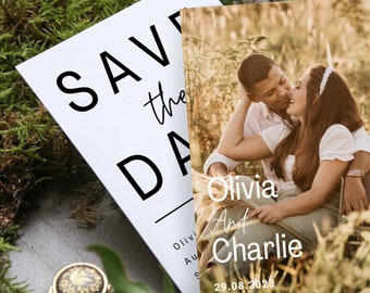 Double-Sided MODERN Photo Save the Date Template, Downloadable, Printable Save the Date, Editable, Instant Download, DIY, Templett, #wedding