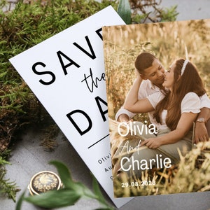 Double-Sided MODERN Photo Save the Date Template, Downloadable, Printable Save the Date, Editable, Instant Download, DIY, Templett, #wedding