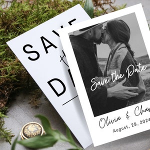 Double-Sided MODERN Photo Save the Date Template, Downloadable, Printable Save the Date, Editable, Instant Download, DIY, Templett, #wedding