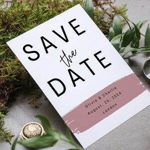 MODERN Save the Date Template Pink, Printable Save the Date, Editable, Instant Download, DIY, Templett, #wedding
