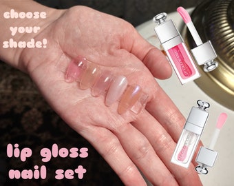 Lip Gloss Nail Set - Ensemble complet de 10 ongles