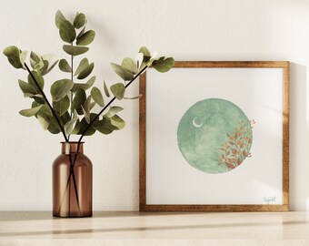 Miniature Watercolor - Sage Moonflower