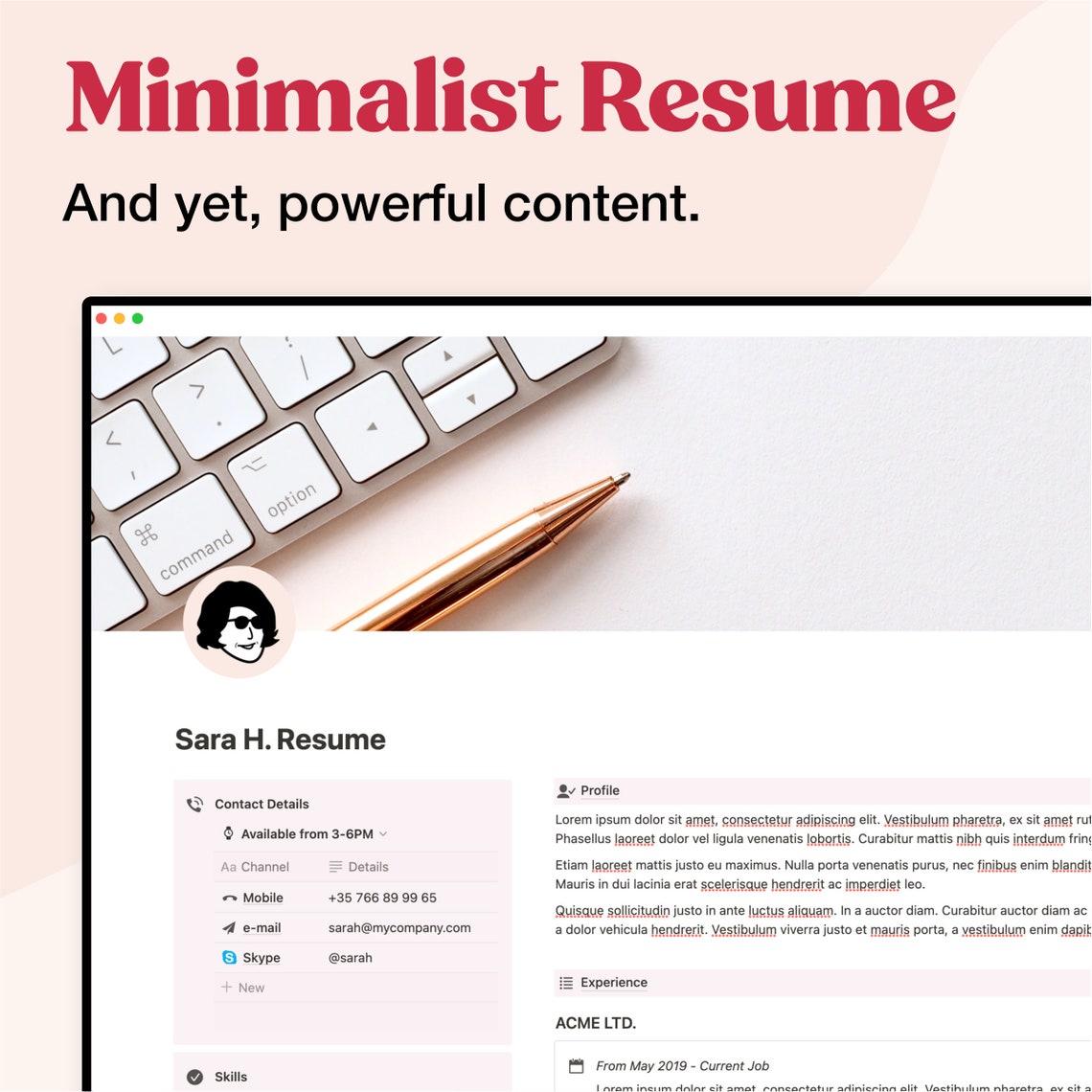 Notion Example Cv Notion Resume Template, Professional Modern Resume Template for Notion ...