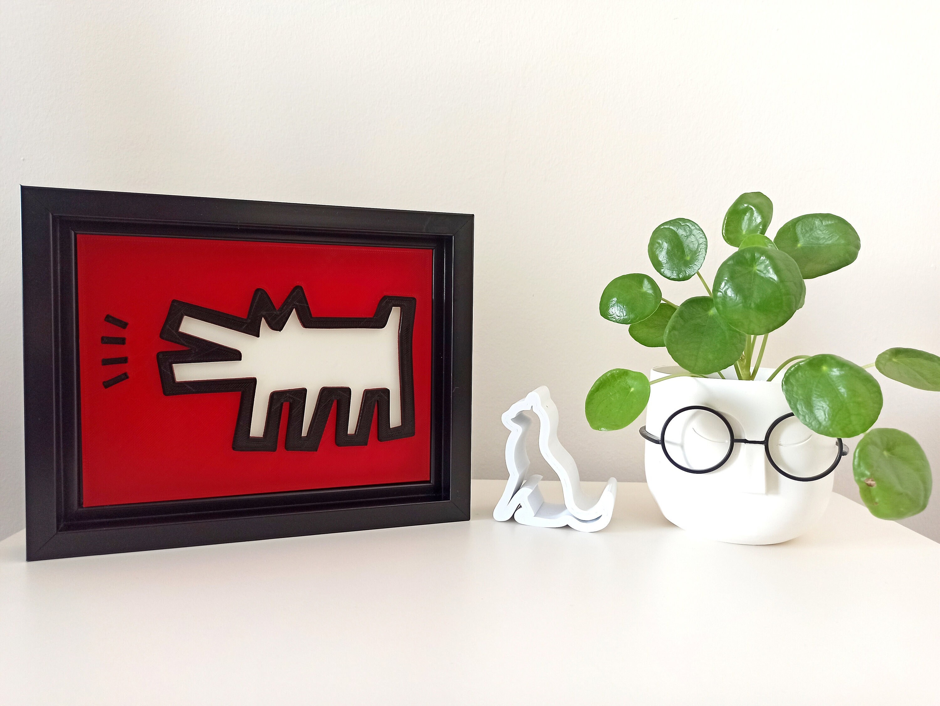 Keith Haring Barking Dog, 3D Printed, Home Decor, Keith Frame Table