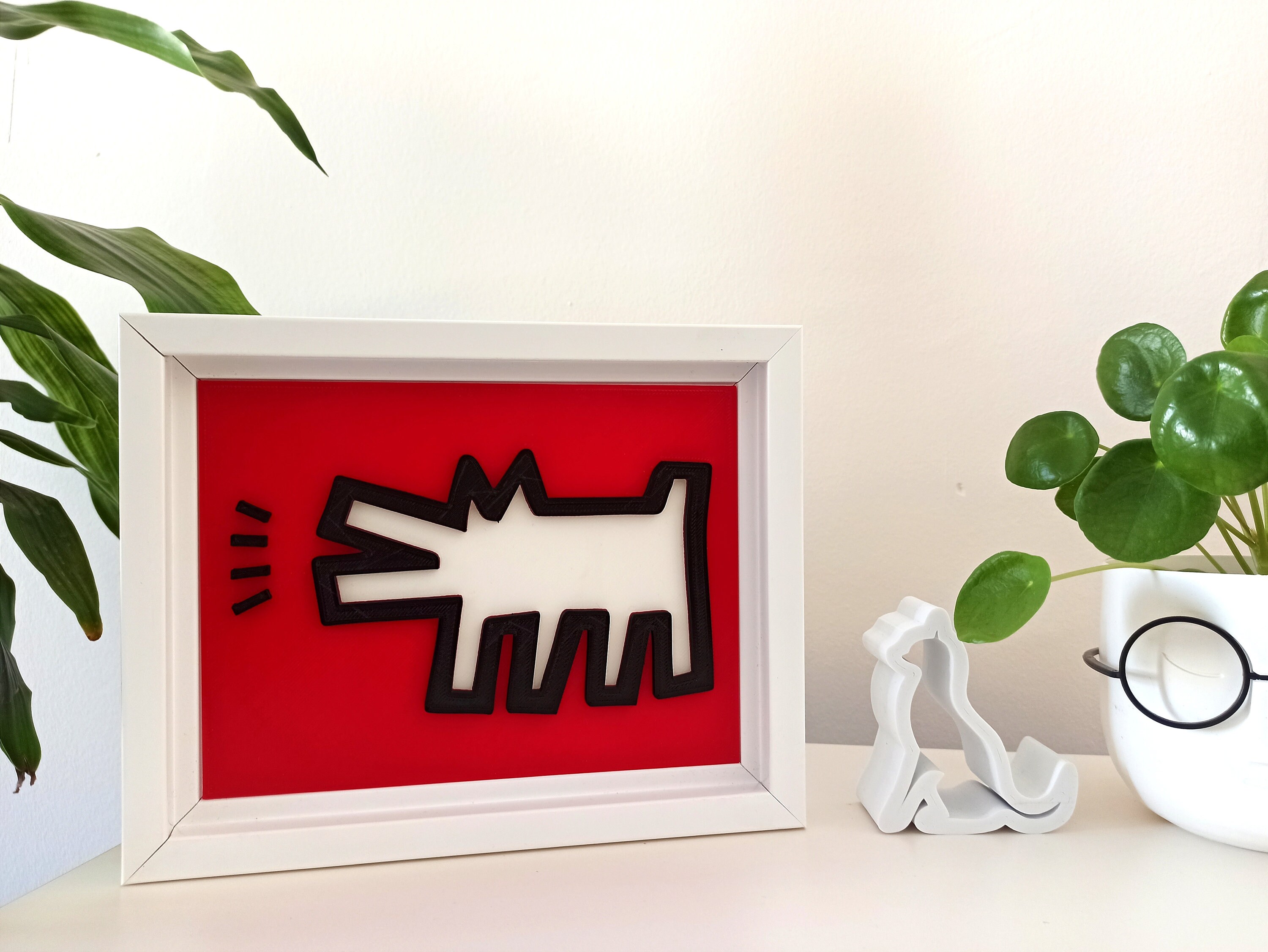 Keith Haring Barking Dog, 3D Printed, Home Decor, Keith Frame Table