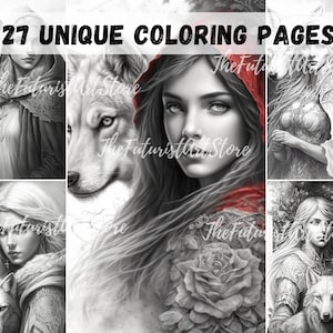 Puede incluir: Un conjunto de 27 páginas para colorear únicas que presentan ilustraciones en blanco y negro de mujeres y lobos. Las ilustraciones son detalladas e intrincadas, y serían perfectas para adultos o niños que disfrutan coloreando.