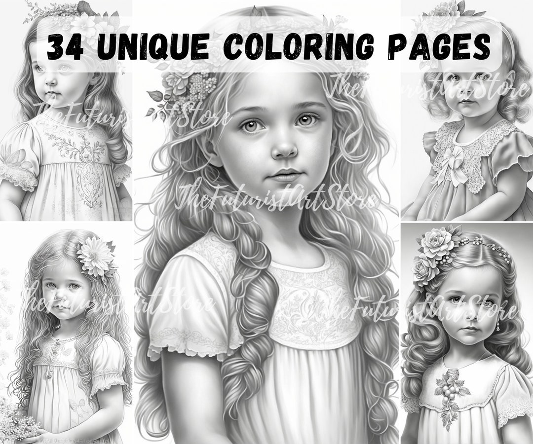 Spring Grayscale Coloring Pages,cute Princess Girls, Spring ...