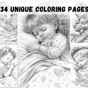 Sweet Dreams -Premium Coloring Page Printable Adult Women Colouring Pages Grayscale illustration, Instant Download PDF, Digital File Fantasy