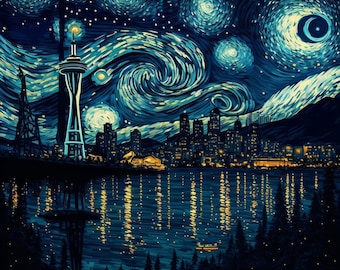 Seattle&#39;s Starry Sky: A Tribute to Vincent van Gogh&#39;s Iconic Painting