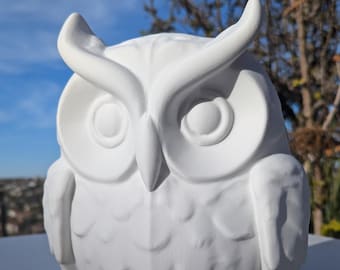 3D Printed White Owl Piggy Bank: Minimalist Coin Bank for Kids & Adults