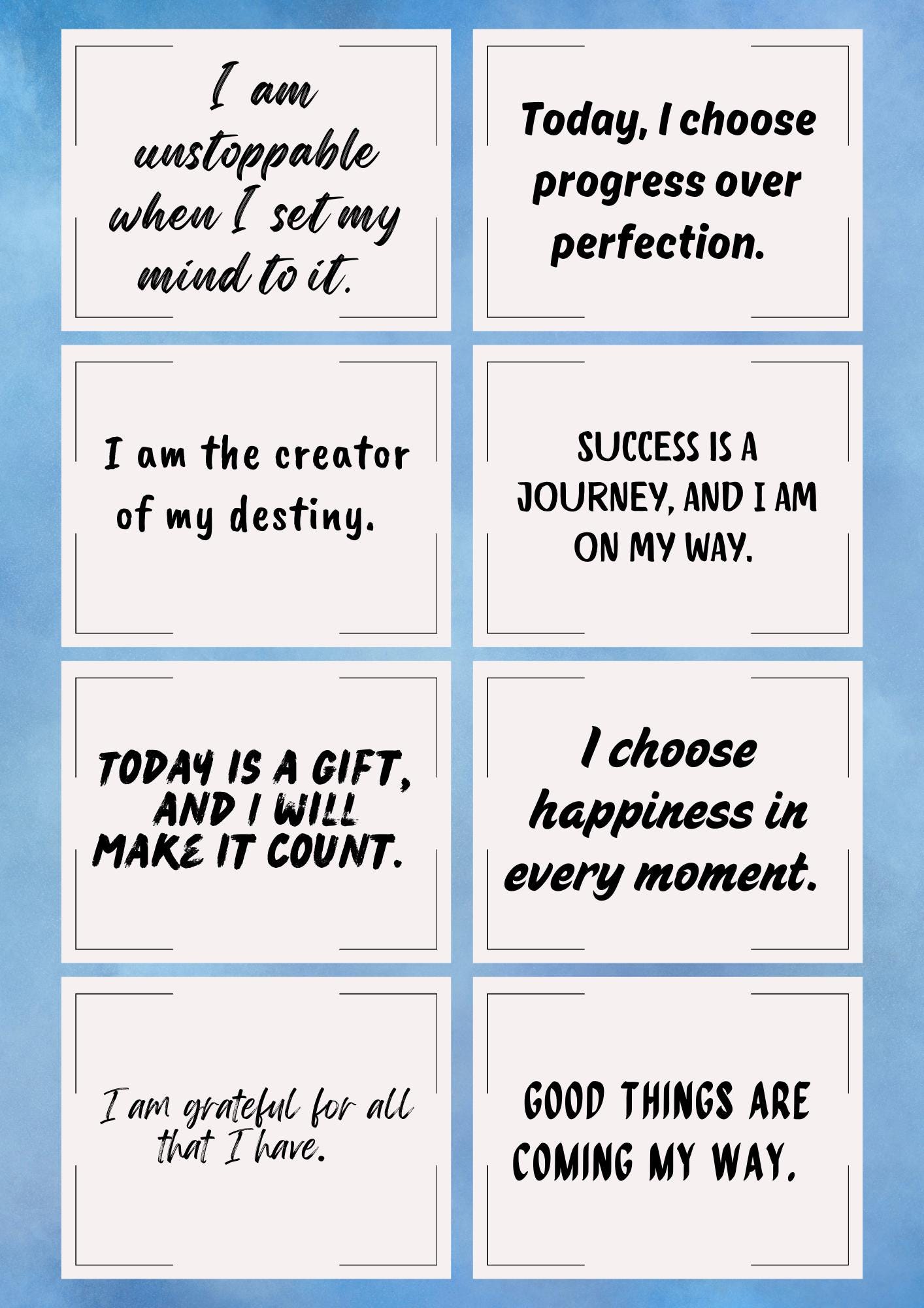 80+ Daily Affirmation Cards – Printable Positive Mindset Cards ...