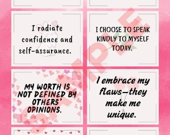 80+ Affirmations Karten - Zum Ausdrucken Positive Einstellung & Selbstliebe (Digitaler Download)