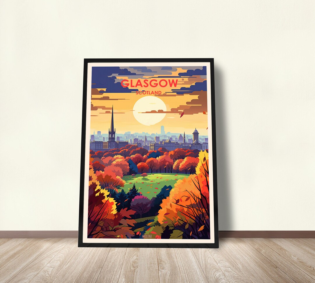 Glasgow Poster Scotland Poster Glasgow Print Glasgow Wall Etsy