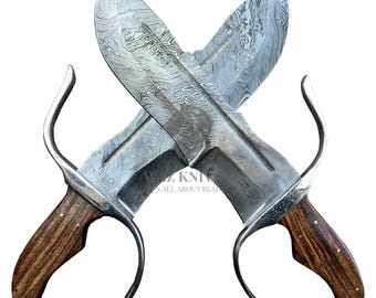 Handmade Damascus Butterfly Swords: Wing Chun Martial Arts - Leather Sheath