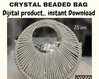 Crystal Beaded Round Bag Tutorial – 25 cm Macrame Bag Pattern PDF + Video (Digital Download)