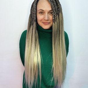 Get the Look: Full Set Ombre Dreads Extensions in Natural Brown to Blond, Easy Braiding with Imitation Hair Handmade Ombre Braiding Hair