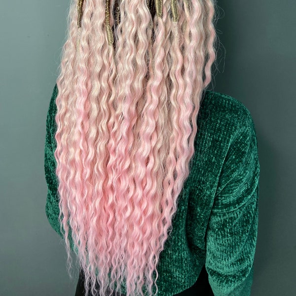 Synthetic dreads extensions blond to pink Curly dreadlocks Wavy dreads dreadlocks extensions Boho dreadlocks Faux hair temporary dreads