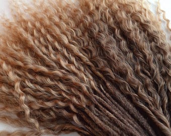 Voluminous Brown to Blonde Curly Crochet Dreadlocks: Boho Style