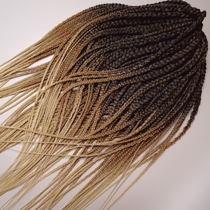 Natural Black to Blonde Ombre Double-Ended Braids,Synthetic Braiding Hair Extensions,Soft Handmade Braids,Ombre Hairstyle Full Set haarzöpfe
