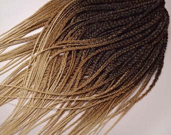 Natural Black to Blonde Ombre Double-Ended Braids,Synthetic Braiding Hair Extensions,Soft Handmade Braids,Ombre Hairstyle Full Set haarzöpfe