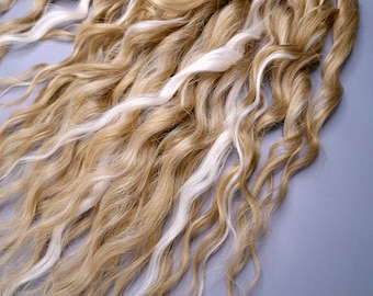 Blonde Ombre Curly Dreadlocks, Synthetic Dreads, Double Ended Extensions