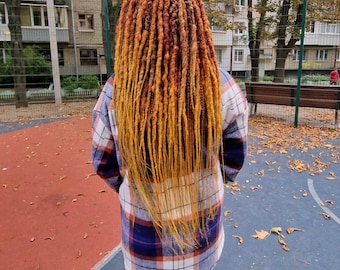 Ginger Ombre Double Ended Dreads, Textured Boho Dread Extensions, Kanekalon Braids