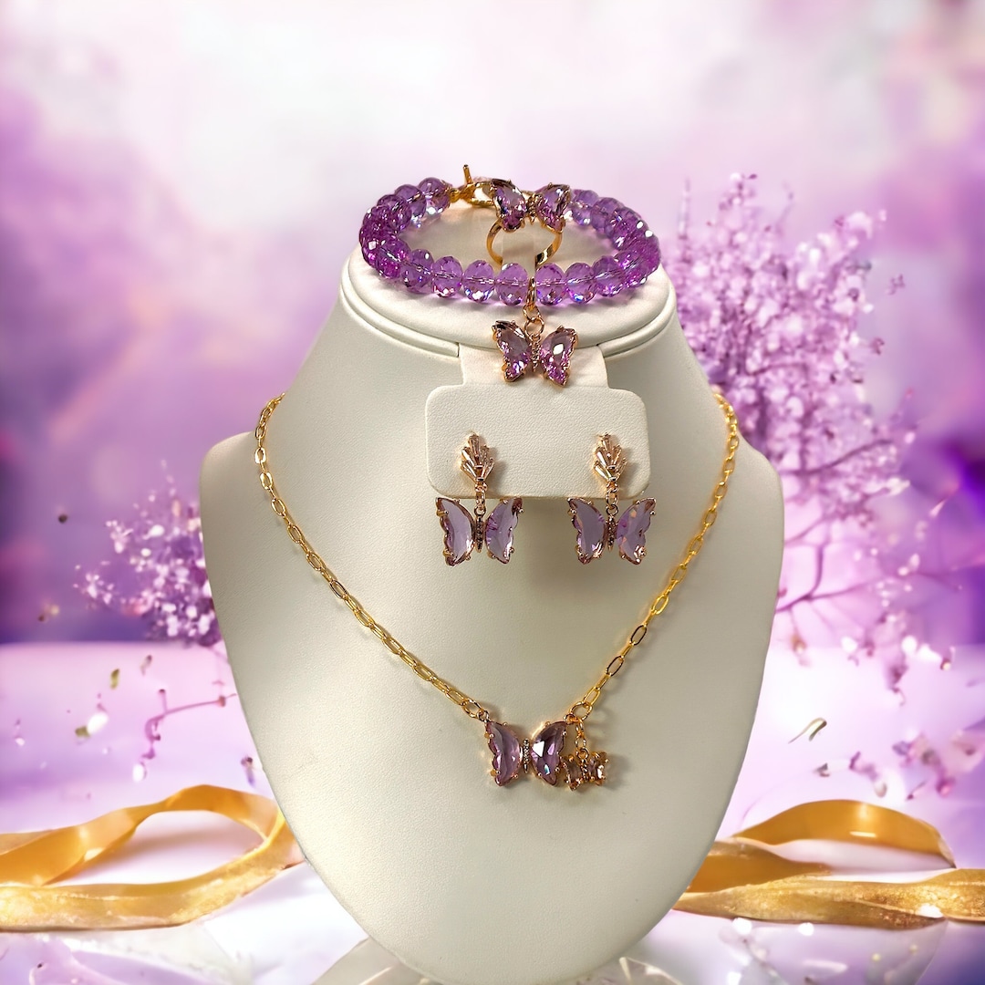 HOPE CRYSTAL GLASS Butterfly Jewelry Set, Butterfly Jewelry, Charms
