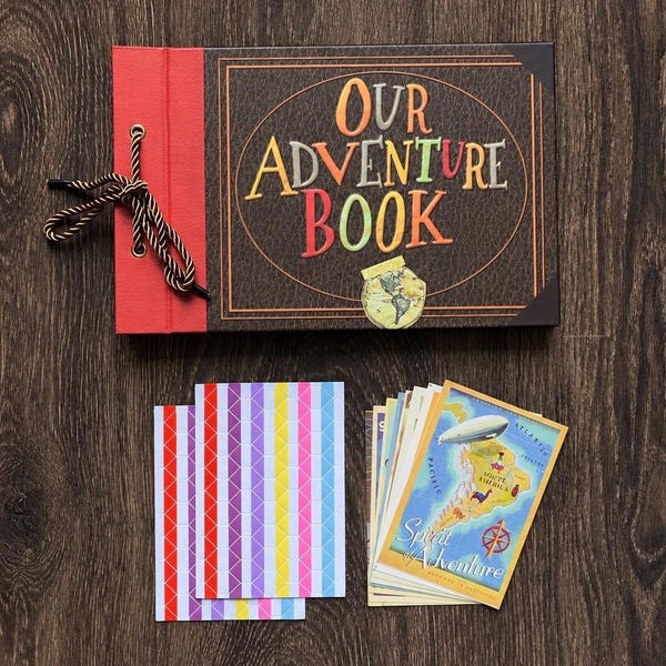 Nuestro libro de aventuras, película UP, álbum de recortes DIY, álbum de fotos hecho a mano, boda personalizada, álbum Kraft retro, aniversario, San Valentín
