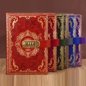 Personalized Retro Digital Password Journal with Lock | A5 PU Leather Diary | Beautiful Cover | Antique Style Privacy Protection Notebook