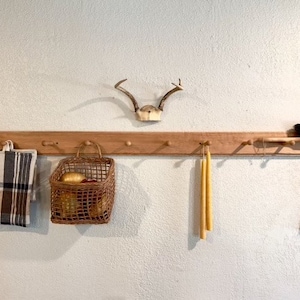 Extra Wide Cherry Shaker Peg Rack | 41" Long, 4.5" Wide With 7 Pegs | Handcrafted Solid Wood