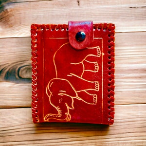 Monedero de cuero hecho a mano / Regalo para él/padre/novio / Diseño único / Cartera de hombre / Diseño de la naturaleza / Cartera hecha a mano