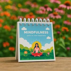 Mindfulness Notebook – Path to Real Happiness with Ancient Wisdom, Self-Reflection Prompts, Spiritual Journal