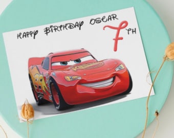 Lightning Mcqueen personalised birthday card