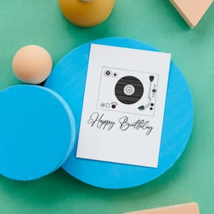 Cartão de aniversário do toca-discos