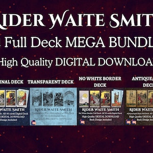 Rider Waite Smith 4 Deck MEGA BUNDLE | Original, Transparent, No White Border, Aged | High resolution printable digital download | Jpg + Png