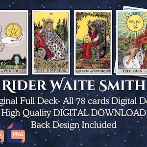 Rider Taile Tarot Kartenspiel |Original RiderWaite Smith|  Alle 78 Karten | Hochauflösender digitaler Download | JPEG und PNG