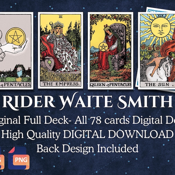 Rider Waite Tarot Card Deck |Original Rider Waite Smith|  All 78 cards | High resolution printable digital download | JPEG and PNG