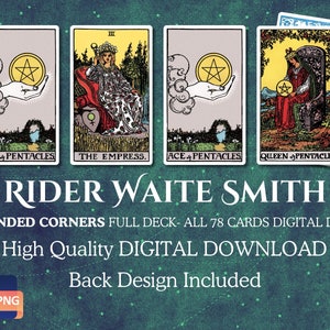 Rider Taile Tarot Kartenspiel | Abgerundete Ecken Original RiderWaite Smith|  Alle 78 Karten | Hochauflösender digitaler Download |PNG