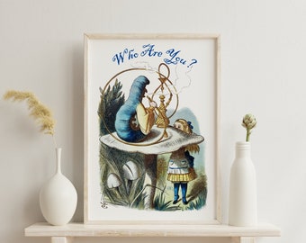 Alice in Wonderland Caterpillar 'Who Are You?' Art Print (Digital Download)