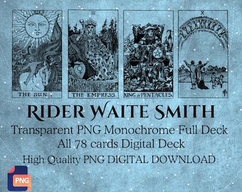 Transparent Rider Waite Tarot Deck | Monochrome PNG (Digital Download)