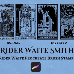 Rider Waite Tarot Procreate Stamp Set – 78 Card Brushes + Inverted Versions – Digital Download Brushset for iPad – Tarot Art Design Tools
