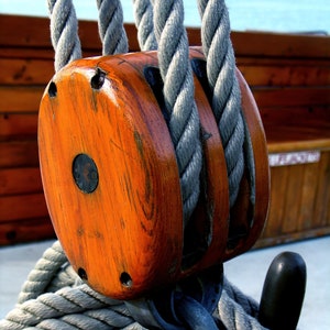 Pulley on a Great Lakes sailboat, shot in Toronto, Canada. Large wall art.